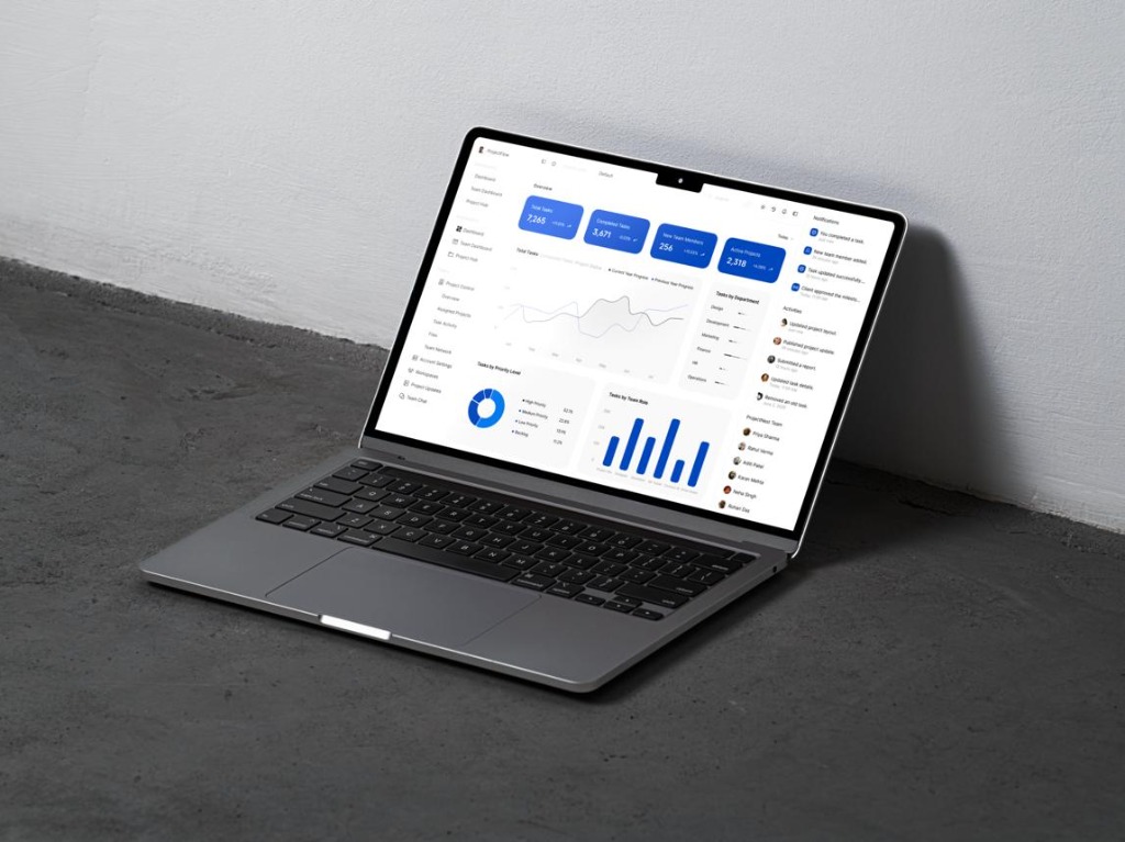 Modern MacBook software dashboard setup